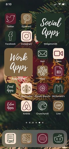 the christmas tree is decorated with social apps and other things to see on this screen