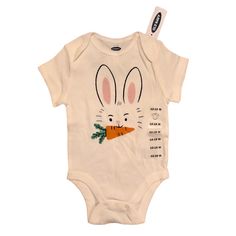 Old Navy Easter Bunny Onesie 12-18m White Short Sleeve Onesie With Cute Bunny Face With Carrot New To Poshmark? Use Code Nyshoelover To Get $10 Off Your First Purchase! Cricut Baby Onesie Easter, Summer Onesies, Navy Bodysuit, Bunny Onesie, Halloween Bodysuit, Navy One Piece, Navy Baby, Bunny Face, Baby Boy Onesies