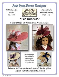 an advertisement for the dollhouse's hats and clothing line, with pictures of different hats