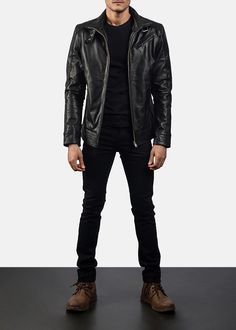 A classic example of stylish fusion. A blend of old-world classic style and contemporary detail, finish and silhouette. Made in an awesome cowhide leather, this Legacy Black Leather Biker Jacket has a quilted viscose lining, a high neck collar with belt detail that can be worn folded down as well. Adding on some buttoned cuffs, zipper closure and two inner, three outer pockets; give you some functionality as well. Formal Fitted Leather Jacket With Zip Fly, Fitted Leather Biker Jacket For Formal Occasions, Fitted Biker Leather Jacket For Formal Occasions, Formal Long Sleeve Biker Leather Jacket, Fitted Winter Biker Jacket For Formal Occasions, Black Biker Leather Jacket For Formal Occasions, Formal Leather Biker Jacket With Long Sleeves, Formal Long Sleeve Leather Biker Jacket, Formal Winter Leather Jacket With Zipper Closure