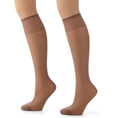 Hanes Silk Reflections women's knee highs are the legwear solution for long skirts or pants with features such as a silky sheer leg with wide, comfortable band and a reinforced toe that pampers you with incredible fit, feel, and wearability with basic styles to the more upscale! 2-pack Reinforced toe Silky sheer design FIT & SIZING Wide top band Knee-high styling One size fits most FABRIC & CARE Nylon, spandex Hand wash Color: Brown. Gender: female. Age Group: adult. Pattern: Solid. Nylon High-cut Leg Stockings, Fitted Mid-calf Stockings, High Stretch Knee-high Tights, Fitted Mid-calf Legwear, Elegant Stretch Mid-calf Legwear, Micro-elastic Solid Mid-calf Hosiery, Solid Mid-calf Stretch Hosiery, Mid-calf Solid Color Stretch Hosiery, Sheer Stretch Knee-high Legwear