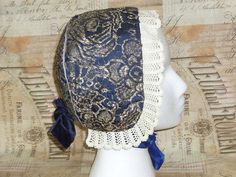 Antique Eastern European Hat Cap-vintage Passementerie Metallic Lace Ethnic Costume Bonnet - Etsy Traditional Fitted Blue Hat, Handmade Adjustable Vintage Bonnet, Traditional Handmade Adjustable Bonnet, Handmade Traditional Adjustable Bonnet, Handmade Adjustable Traditional Bonnet, Vintage Handmade Costume Hat, Vintage Fitted Bonnet For Costume, Lace Bonnet, Cloche Hats