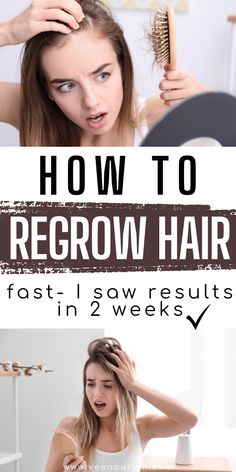 How To Regrow Hair Naturally Using Natural Remedies | Hair Growth Tips Stop Hairfall And Regrow Hair, Regrowth Hair, How To Regrow Hair Woman, Stop Hairfall Immediately, Hair Thinning, Hair Thinning Remedies Woman, Hair Growth Tips Faster, Hair Regrowth Women