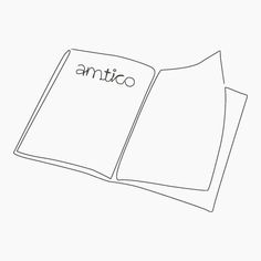 an open book with the word amico written on it