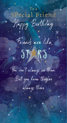 a birthday card with the words, happy birthday friends are like stars