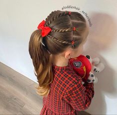 Tiny Elastic Hair Ties Hairstyles, Cute Easter Hairstyles For Kids, Toddler Holiday Hairstyles, Cute Ponytails For Kids, Hair Styles For Long Hair Kids, First Day Of Kindergarten Hairstyles, Valentines Hairstyles For Kids, Penteados Fáceis Infantil, Kids Hairstyles Girls Easy