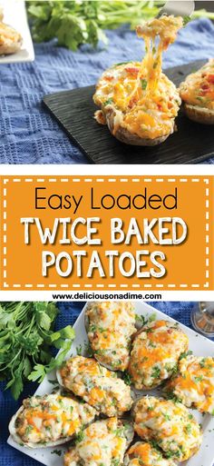 easy loaded twice baked potatoes with cheese on top