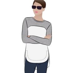 a person with their arms crossed standing in front of a white background and wearing sunglasses