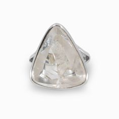 Manifestation Clear Quartz Triangle Ring Made in Earth Mystical Crystal Gemstone Ring For Anniversary, Clear Gemstone Crystal Ring For Wedding, Unique Crystal Ring With Si Clarity For Anniversary, Diamond White Crystal Ring With Vs Clarity White Topaz, Ethereal Crystal Ring With Gemstone For Anniversary, Ethereal Silver Crystal Ring With Gemstone, Ethereal Silver Crystal Ring For Anniversary, Ethereal Anniversary Crystal Ring With Gemstone, White Gold Crystal Ring With White Topaz Gemstone