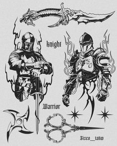 the knight and warrior tattoo designs