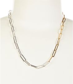 From Anna & Ava&#x2C; this necklace features:Collar necklaceWaterproof 18k gold and silver plated brassLobster claw closureApprox. 18" length Imported. Accessories Jewelry Necklace, Dillard's, Collar Necklace, Paper Clip, Gold And Silver, Silver Plate, Two Tone, Silver Plated, Jewelry Accessories