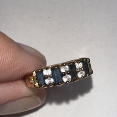 Measured As Photographed Combined Shipping Available, First Itme Is Full Price And All Additional Pieces Are Only 1.50 Each Ring Sapphire, Only 1, Womens Jewelry Rings, Emerald Cut, Emerald, Sapphire, Women Jewelry, Ring, Gold