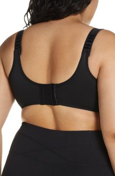 A soft and supportive sports bra is fashioned with wide shoulder straps and a powerful exterior underwire for an exceptionally secure and comfortable fit. Moisture-wicking fabric keeps skin cool and dry. Style Name:Wacoal Underwire Sports Bra. Style Number: 244207. Sporty Contoured Sports Bra With Built-in Bra, Contoured Sports Bra With Built-in Padding For Gym, Black Full Coverage Sports Bra With Built-in Bra, Black Sports Bra With Adjustable Straps And Medium Support, Supportive Black Nursing Bra With Medium Bust Support, Black Seamless Activewear With Wide Straps, Black Nursing Bra With Light Support For Sports, Black Sports Nursing Bra With Light Support, Seamless Underwire Black Sports Bra