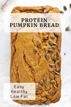 A delicious Protein Pumpkin Bread with whole wheat flour, protein powder and no oil or butter. East and healthy protein powder pumpkin bread with no sugar either; A great high protein post-workout treat or pumpkin spice breakfast! Pumpkin Protein Bread Recipe, Pumpkin Bread Protein Powder, Pumpkin Protein Bagels, Pumpkin Protein Recipes Healthy, Vegan Protein Pumpkin Bread, Pumpkin Bread With Protein Powder, Protein Pumpkin Loaf, Healthy High Protein Pumpkin Recipes