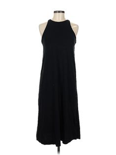 Zara Casual Dress Size: Medium Black Dresses - used. No Fabric Content, Midi, Mock, Solid, Midi/Calf Length, Sleeveless | Zara Casual Dress: Black Solid Dresses - Size Medium Affordable Black Zara Midi Dress, Casual Dress Black, Black Casual Dress, Black Dresses Casual, Solid Dress, Black Dresses, Black Solid, Zara Black, Black Casual