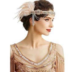 Season:All Seasons; Gender:Women's; What's in the box:Headband; Types:Flapper Headband; Holiday:Halloween,Carnival,Masquerade; Style:Vintage,1920s,The Great Gatsby; Occasion:Halloween; Material:Feather; Characters:The Great Gatsby; Listing Date:06/29/2023 Great Gatsby Hairstyles, Great Gatsby Headpiece, Gatsby Accessories, Flapper Hair, Gatsby Hair, 1920s Headband, Gatsby Headpiece, Flapper Headpiece, 1920s Headpiece