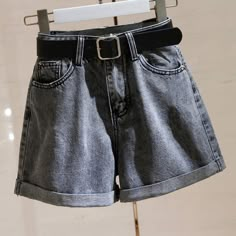 Womens Vintage Distressed Comfy Denim Shorts Trendy High Waist Gray Jean Shorts, Trendy Gray Shorts With Pockets, Trendy Gray Cotton Jean Shorts, Trendy Gray Summer Jeans, Trendy Gray Shorts For Spring, Trendy Gray Summer Shorts, Trendy Gray Shorts For Summer, Trendy Gray Jean Shorts For Spring, Gray Non-stretch Jeans For Summer