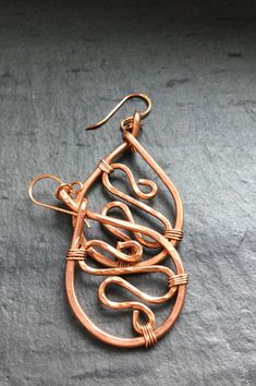 Copper Wire Wrapped Teardrop Dangle Earrings Boho Chic image 2 Copper Wire Wrapped Teardrop Earrings As Gift, Handmade Copper Teardrop Earrings For Gift, Copper Teardrop Earrings Gift, Gift Copper Teardrop Earrings, Earrings Cool, Cool Earrings, Earrings Boho Chic, Copper Jewellery, Boho Chic Earrings