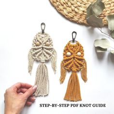 three tasseled keychains with the words step - by - step knot not guide