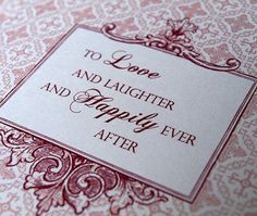 a card with the words love and laughter happily after it's been printed on