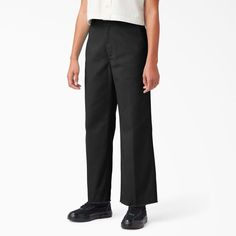 Women's Twill Cropped Pants - Dickies US, Rinsed Green Moss 14 Classic Wide Leg Cargo Pants For Work, Classic Cargo Pants For Streetwear, Classic Cargo Pants With Welt Pockets For Streetwear, Full Length Cargo Pants For Work, Solid Ankle-length Work Pants, Relaxed Fit Tapered Leg Work Pants, Straight Leg Chinos With Hip Pockets For Work, Solid Straight Leg Work Pants, Classic Cargo Pants With Welt Pockets For Work