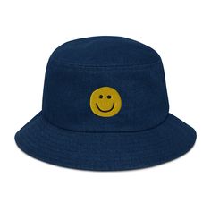 * 100% cotton * 2 sewn eyelets on each side of the hat * Poplin sweatband * One size fits most Hippie Summer, Coffee Outfit, Yellow Smiley Face, Denim Bucket Hat, Fisherman Hat, Hoodies Mens, Casual Sporty, Embroidered Denim, Dress Shirts For Women