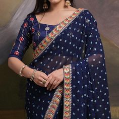 Blue colored saree is made from georgette fabric which is highlighted with beautiful bandhej printed work as shown. Comes along with unstitched mono silk blouse piece which you can customise as per your design/style. Occasion - You can wear this saree for party, functions and fashionista. Note:- the actual product may differ slightly in color and design from the one illustrated in the images when compared with computer or mobile screen. Measurements: Saree : Georgette : 5.5 Mtrs Blouse : Georget Saree For Party, Saree Georgette, Baby Skin Care, Mobile Screen, Silk Lehenga, Georgette Saree, Georgette Fabric, Georgette Sarees, Blouse Piece