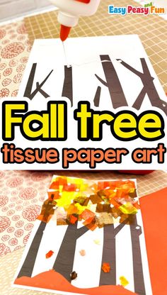 an easy fall tree tissue paper art project for kids