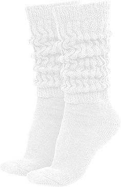 Amazon.com: MDR Women's Extra Long Heavy Slouch Cotton Socks Made in USA 1 Pair Size 9 to 11 (White) : Clothing, Shoes & Jewelry Long White Socks, Thigh High Socks, Beauty Clothes, Long Socks, White Sock, Cotton Socks, Leg Warmers, Extra Long