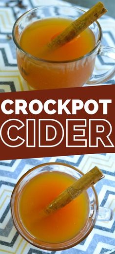 an easy crockpot apple cider with cinnamon sticks in it