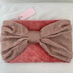 Nwt Rachel Parcell Beaded Bow Clutch Color: Pink Dimensions: 10.5” Long 6.5” High .5” Width Pink Velvet Material With A Light Pink Beaded Bow On Front. #135 Designer Pink Clutch For Party, Formal Pink Embellished Clutch, Rectangular Pink Party Clutch, Wedding Pink Embellished Clutch, Glamorous Embellished Pink Clutch, Pink Embellished Clutch Bag, Wedding Clutch Purse, Beaded Bow, Bow Clutch