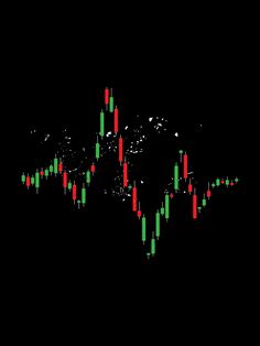 an image of a stock chart on a black background with red and green candles in the foreground