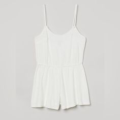 Romper In Soft Cotton Jersey. Narrow Shoulder Straps, Round Neckline, And A Narrow, Elasticized Seam At Waist. Compositionpolyester 57%, Cotton 43% H&m Tops For Summer Loungewear, H&m Summer Loungewear Tops, Harvard Hoodie, Combi Short, Short Blanc, Hoodie Oversize, Wrap Shirt, H&m Jackets, Flowy Pants