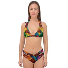 Step into a world of vibrant elegance with the Rainbow Dreamland Double Strap Halter Bikini Set by Mila Beachwear. This stunning bikini set features a mesmerizing rainbow design and a chic double strap halter top, creating a bold and stylish look perfect for any beach or poolside occasion. Crafted from high-quality, quick-drying fabric, this bikini set ensures both durability and comfort. The smooth, stretchy material contours to your body, providing a flattering fit that allows for ease of move Multicolor Halter Neck Tankini For Sunbathing, Multicolor Halter Top For Beachwear, Multicolor Triangle Top Halter For Beachwear, Rainbow Triangle Top Swimwear For Swimming, Multicolor Triangle Halter Top For Poolside, Multicolor Triangle Halter Top For Beach Party, Multicolor Halter Neck Top For Poolside, Multicolor Halter Top For Beach Party, Multicolor Halter Top For Pool And Beach Season