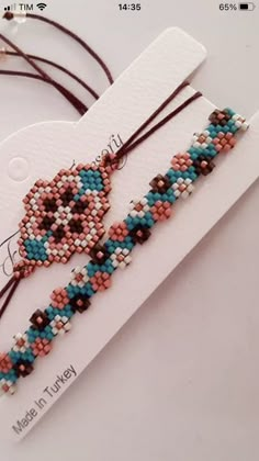 the beaded bracelets are on display for people to see