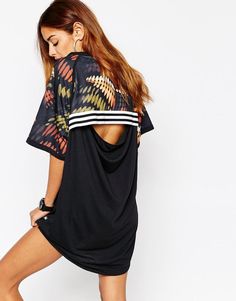 Adidas | adidas Originals Rita Ora Cut Out T-Shirt Dress With Trefoil Logo In Multi Print at ASOS Addidas Shirts, Rita Ora Adidas, Street Style Paris, Sport Dress, Break Dance, Lace Fashion