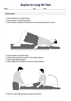 a diagram showing how to use the supine to long sit test