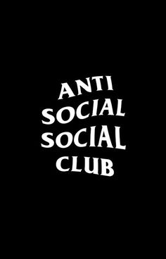 an anti social social club logo on a black background with white letters and the words