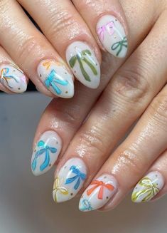 bow nails, colorful fall nails, september nails, fall nail inspo, nail design inspo Bow Nail Designs, Bow Nails, Bow Nail Art, Bow Nail, Ballet Nails, Summery Nails, Birthday Nails, Dream Nails, Fire Nails