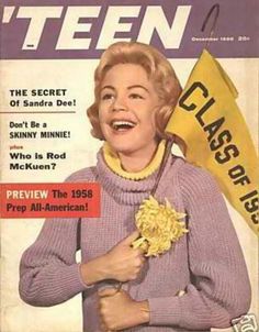 the cover of teen magazine shows a woman holding a yellow flag and flower in her hand