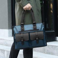 SPECIFICATIONSStyle: Normcore/MinimalistSize: 15 InchesPattern Type: SolidOrigin: CN(Origin)Model Number: Men briefcaseMaterial Composition: oxfordMain Material: nylonLining Material: polyesterItem Width: 15cmItem Weight: 0.95kgItem Type: BriefcasesItem Length: 42cmItem Height: 33cmInterior: Computer InterlayerInterior: Interior Zipper PocketInterior: Cell Phone PocketHandle/Strap Type: Soft HandleGender: MENExterior: Solid BagColor: Blue/BlackClosure Type: zipperBrand Name: wellvo Modern Large Capacity Shoulder Bag For School, Blue Rectangular Bag For School, Blue Rectangular School Bag, Rectangular Blue School Bag, Blue Square Shoulder Bag For School, Blue Square School Bag, Blue Canvas Tote Bag With Zipper Closure, Blue Rectangular Canvas Bag With Top Carry Handle, Blue Canvas Tote Bag With Zipper