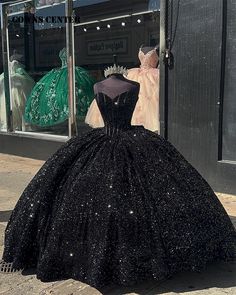 Black Sequin Corset Quinceanera Dresses With Bow Sweetheart Shinning Sweet 16 Dresses Ball Gown Corset Quinceanera Dresses, Black Quince Dresses, Princess Sweet 16, Quinceanera Dresses Black, Sequin Corset, Dresses Art, White Quinceanera Dresses, Black Quinceanera Dresses, Sweet 15 Dresses