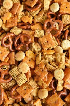 cheetos snack mix in a bowl with pretzels and crackers