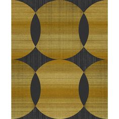 a black and gold rug with circles on it