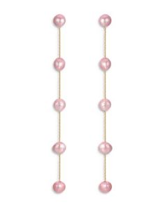 Ettika Pink Cultured Freshwater Pearl Linear Drop Earrings in 18K Gold Plated Pink Dangly Earrings, Junior Prom, Jr Prom, Dangly Earrings, Fresh Water, Freshwater Pearls, Jewelry Accessories, 18k Gold, Gold Plate