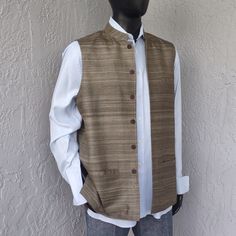 Amazing Creation Traditional Nehru Jacket With Stand Collar For Work, Traditional Festive Nehru Jacket For Workwear, Fitted Nehru Jacket With Stand Collar For Transitional Season, Traditional Nehru Jacket For Spring Workwear, Traditional Fitted Nehru Jacket For Fall, Fall Festive Nehru Jacket, Formal Vest, Pure Silk, Mens Jackets