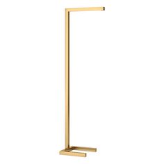 a brass colored metal pole with a square base and two bars on each side, against a white background