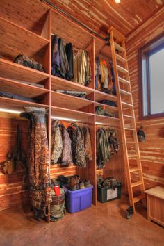 a ladder that is next to a closet