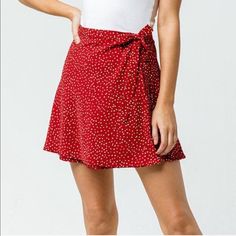 Amuse Society Red And White Polka Dot Wrap Skirt. Brand New With Tags. No Flaws. Great Quality And Flattering Fit. Summer Polka Dot Mini Bottoms, Polka Dot Lined Summer Skirt, Summer Polka Dot Skirt For Day Out, Casual Polka Dot Mini Bottoms, Summer Casual Polka Dot Skirt, Casual Polka Dot Mini Skirt, Red Mini Skort For Summer, Red Summer Day Out Skort, Red Skort For Summer Day Out