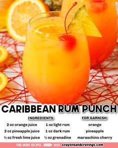 an advertisement for a rum punch with oranges